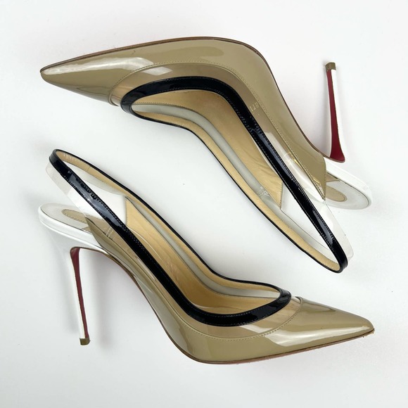 Christian Louboutin Paulina Slingback Pump PVC Nude pointed 100mm Toe 37 US 7 - Picture 8 of 13